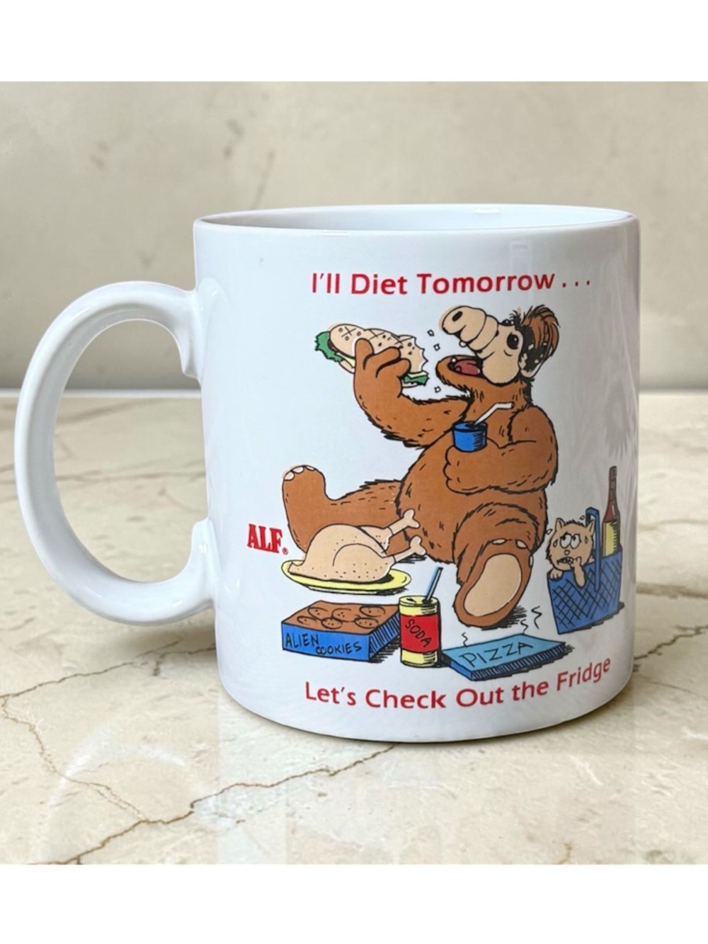 Vintage Alf Mug “I’ll Diet Tomorrow” “Let’s Check Out The Fridge” Coffee Tea